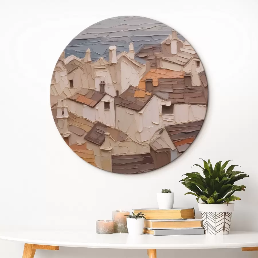 Glezna Māju jumti abstrakta glezniecības imitācija r42910