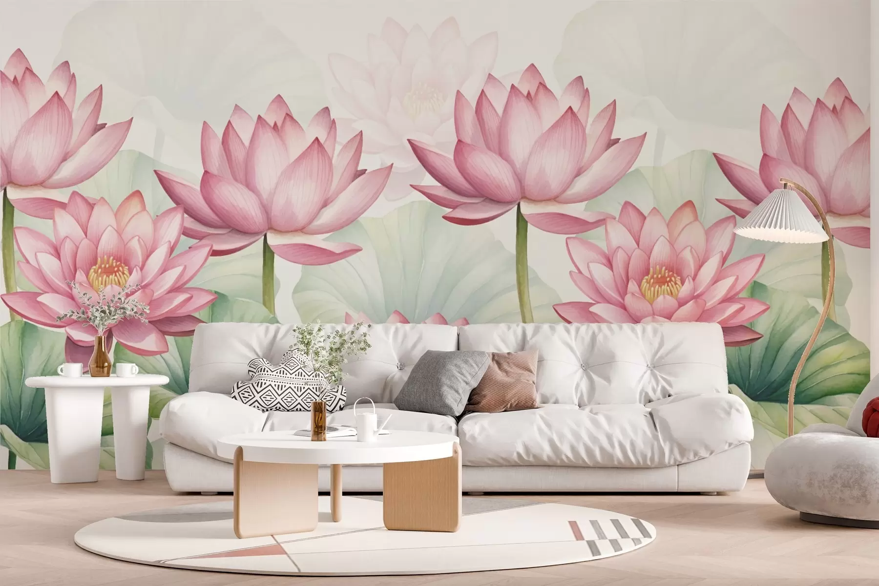 Fototapetes Lieli rozā lotosi un lapas w03107v1