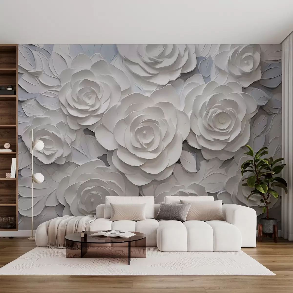 Fototapetes Baltas abstraktas rozes w03070