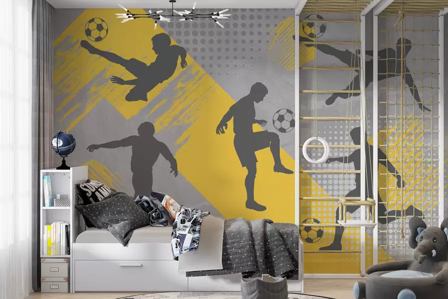 Fototapetes Futbolistu silueti uz abstrakta fona w03001