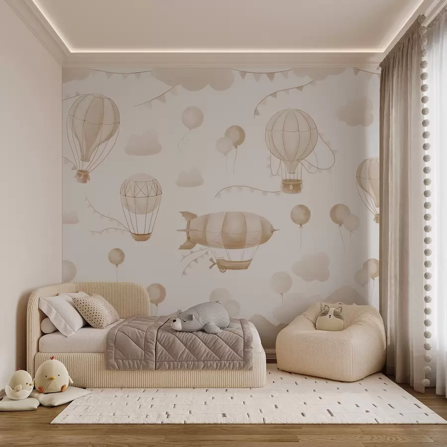 Fototapetes Bērnu akvareļu dizains ar baloniem w08765v4