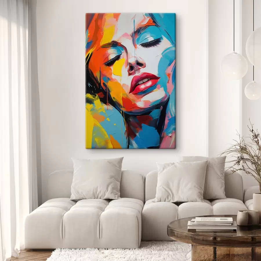 Glezna Sievietes abstraktais portrets izteiksmīgās krāsās s42935