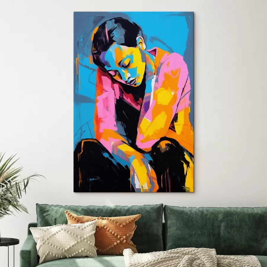 Glezna Aizdomīga cilvēka abstrakts portrets košās krāsās s42936