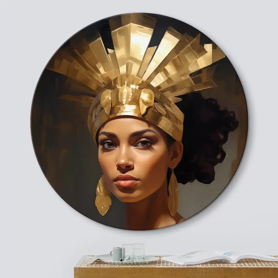 Glezna Sievietes portrets ar majestātisku galvassegu un tradicionāliem rotājumiem r42931