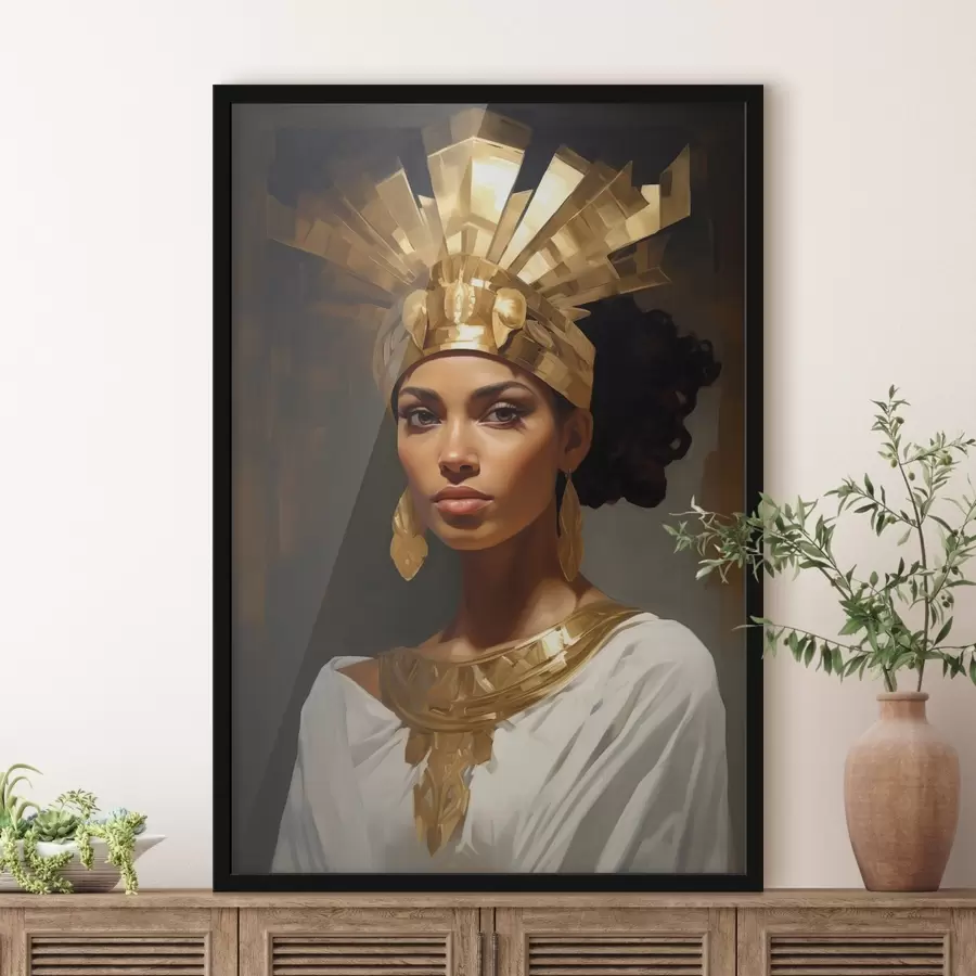 Fototapetes Sievietes portrets ar majestātisku galvassegu un tradicionāliem rotājumiem f42931