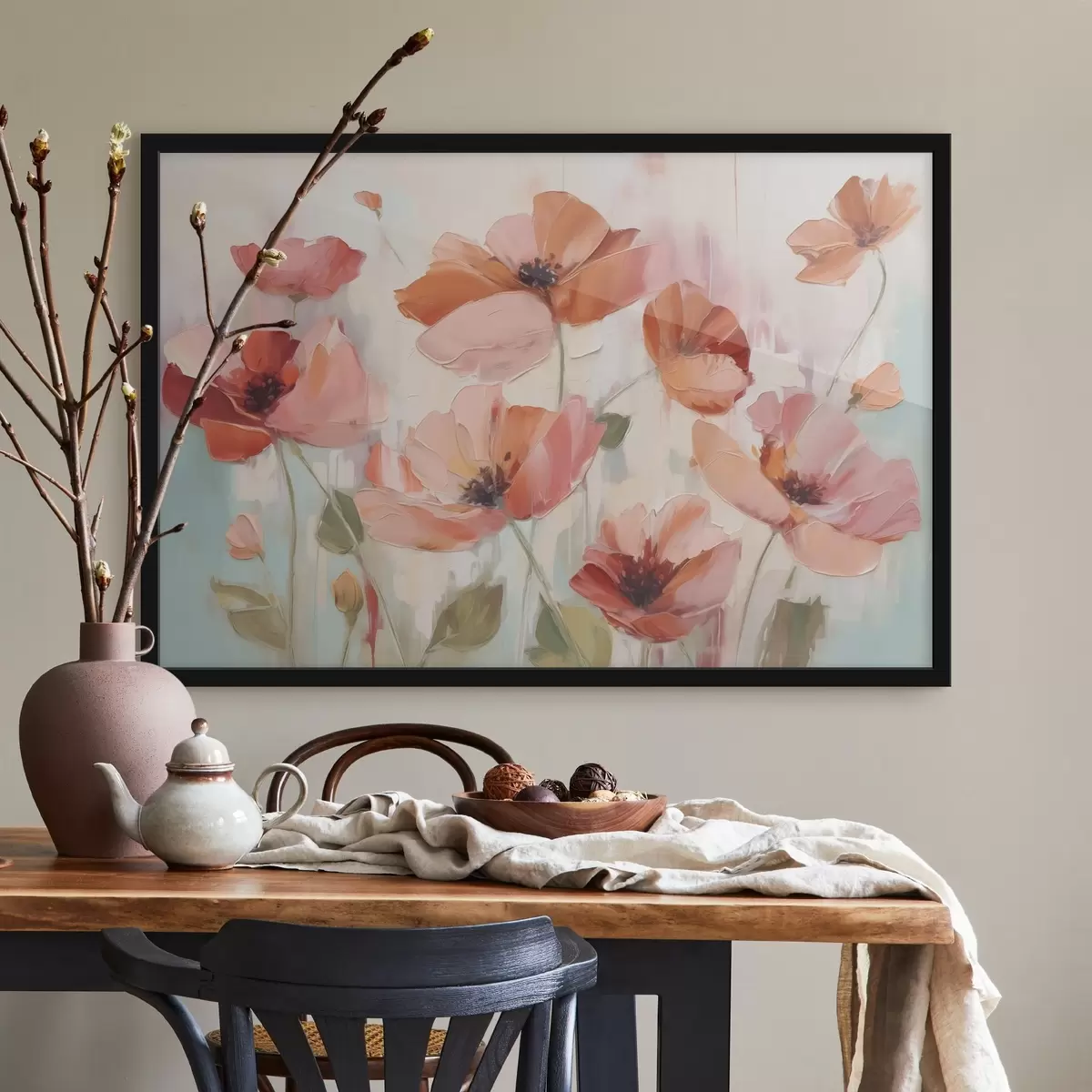 Plakāts Abstraktā magones imitācija glezniecība f42956