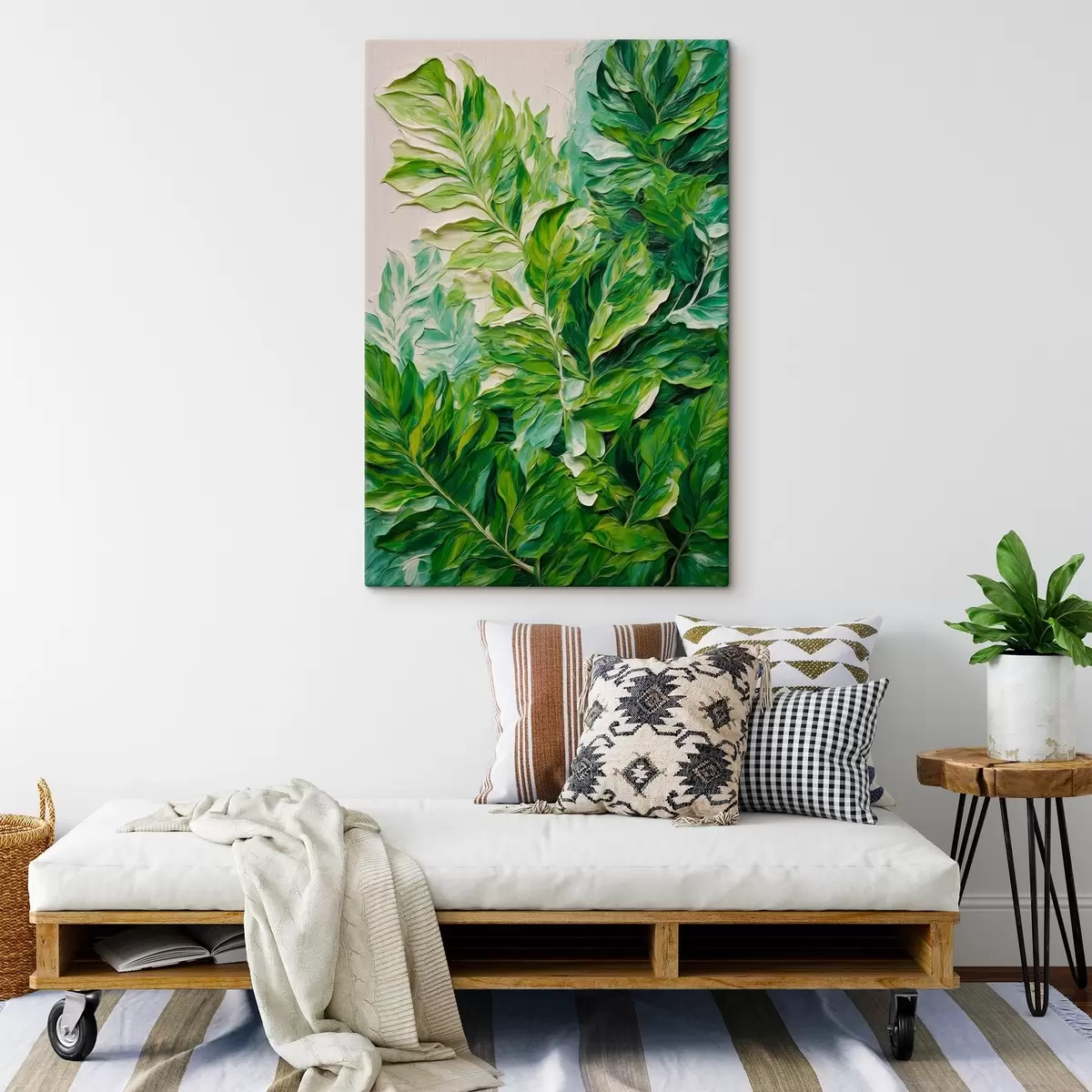 Glezna Tropu lapas eļļas gleznošanas stilā s42767