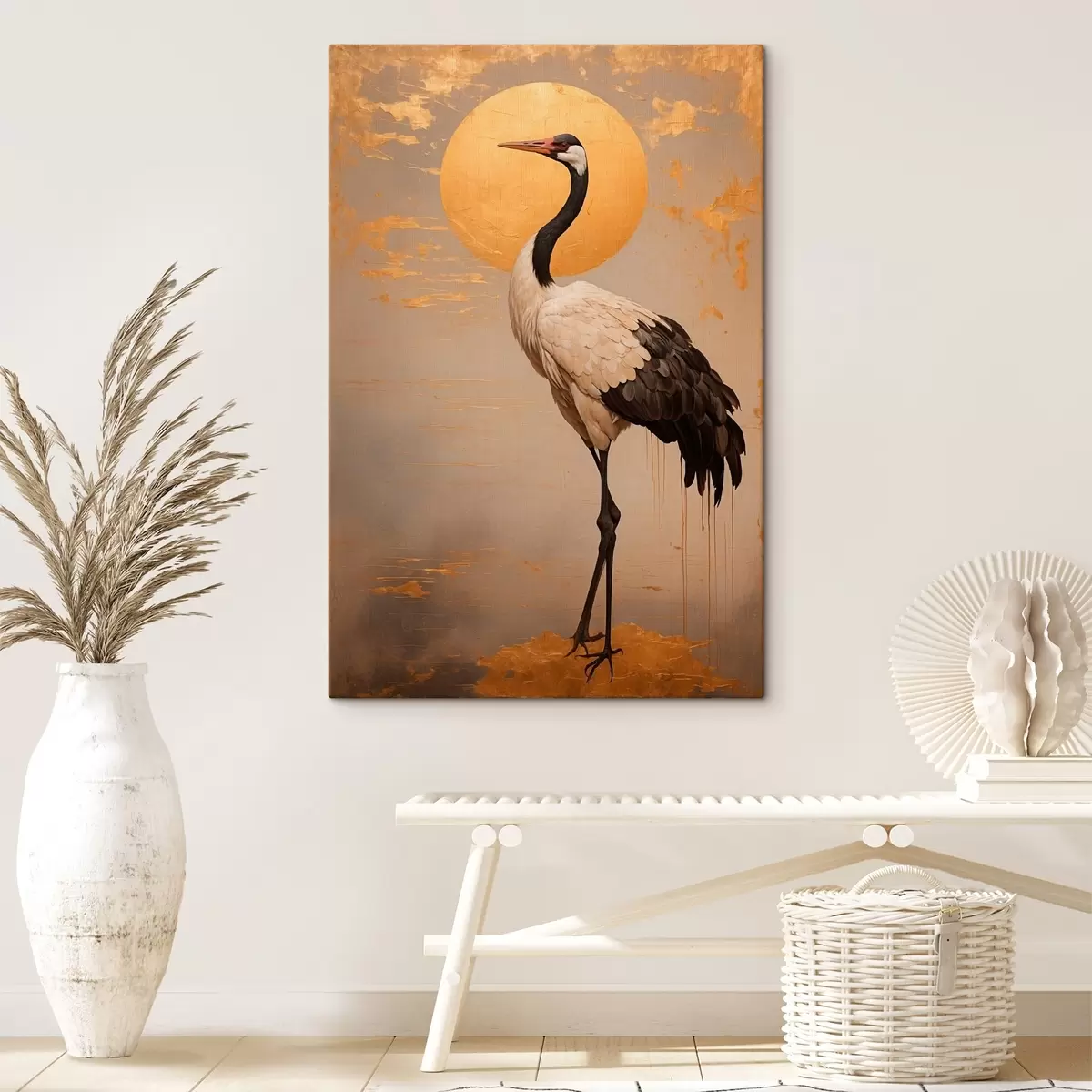 Glezna Crane against the sun in acrylic painting style s42773