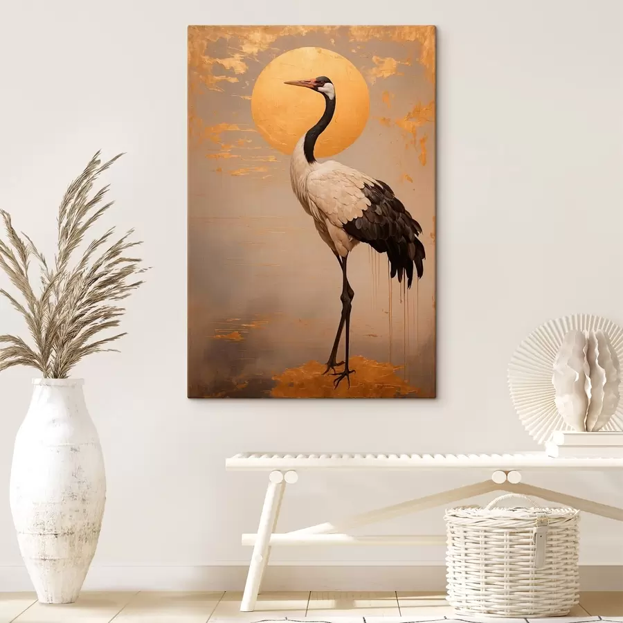 Glezna Crane against the sun in acrylic painting style s42773
