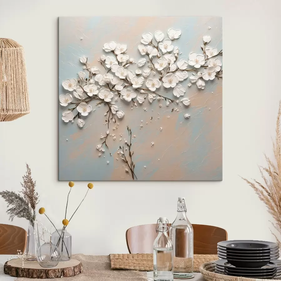 Glezna Balti mazi ziedi akrila glezniecības stilā s42921