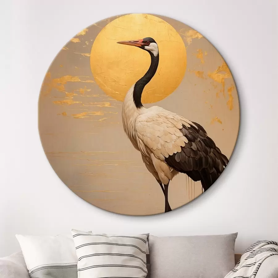 Fototapetes Crane against the sun in acrylic painting style r42773