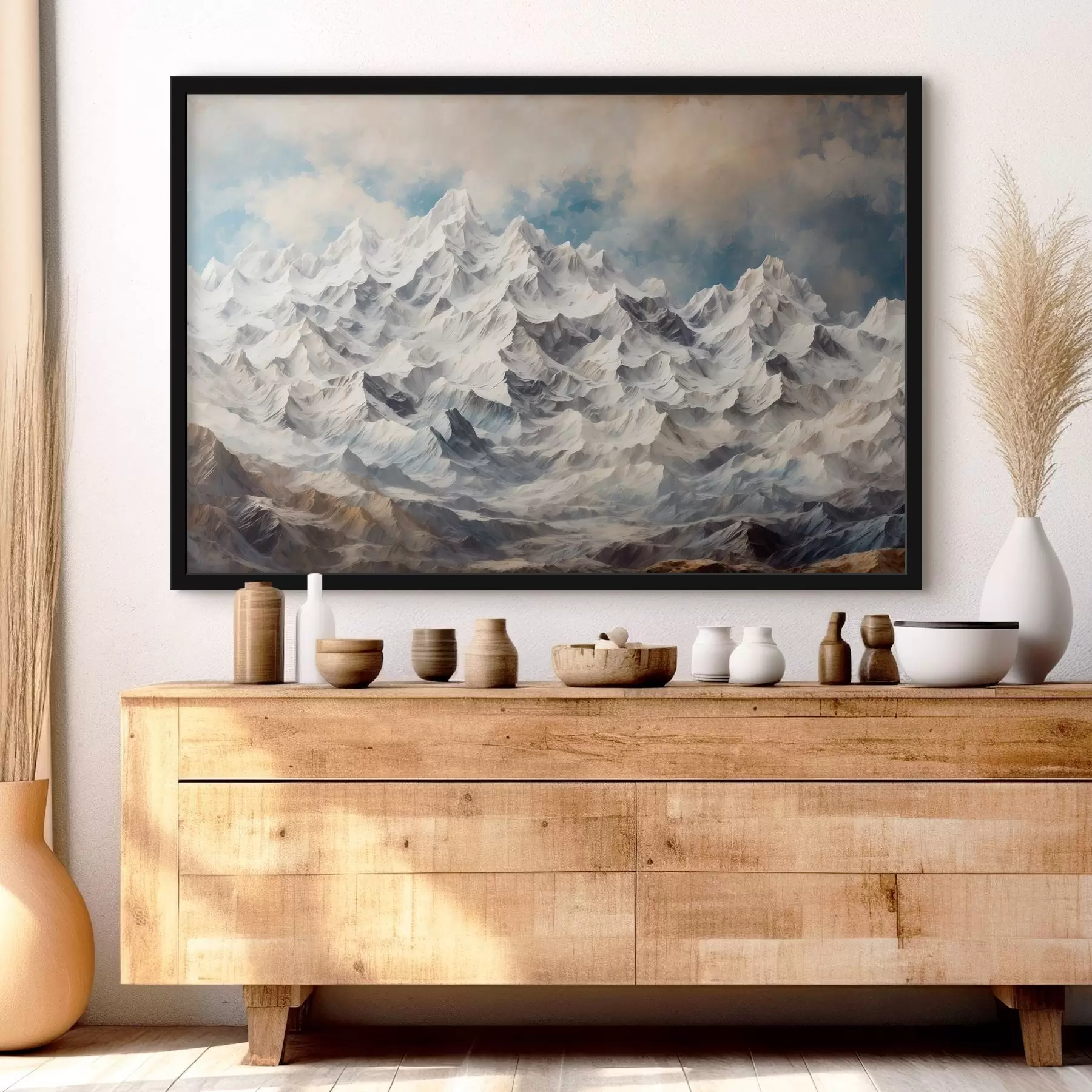 Fototapetes fnowy mountainf akfīliskajā glezniecības stilā f42775