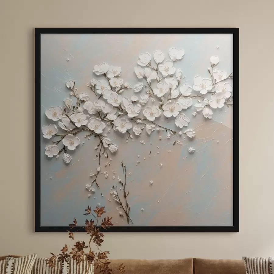 Fototapetes Balts mazs floteff akfīliskajā glezniecības stilā f42921