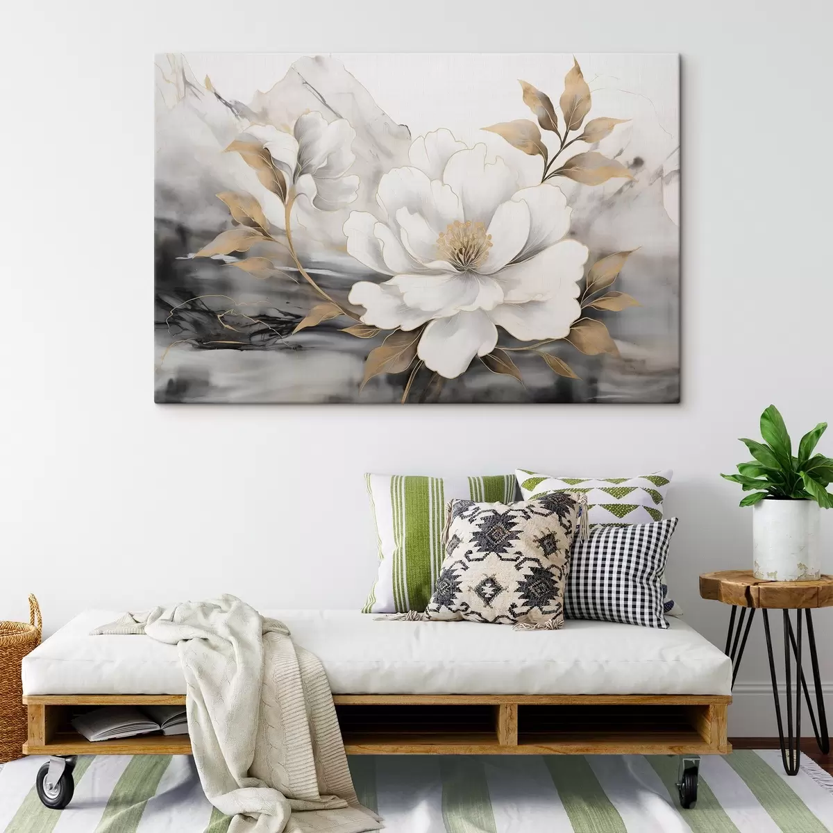 Glezna Liels abstrakts zieds uz akvareļa fona s42966