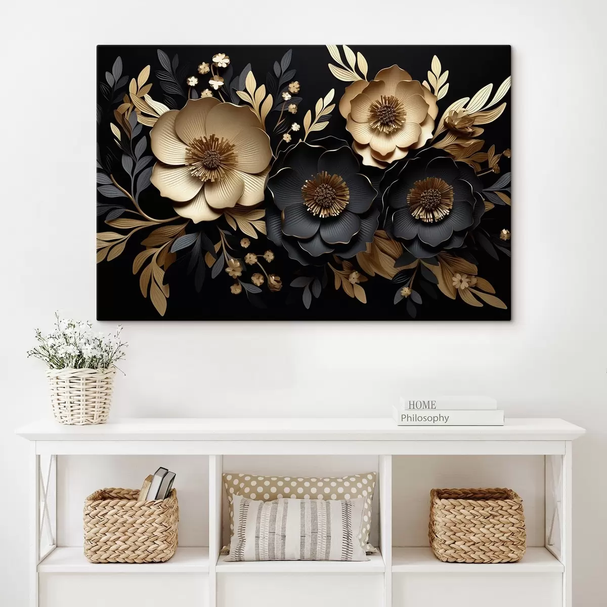 Glezna Skaisti ziedi uz tumša fona s42968