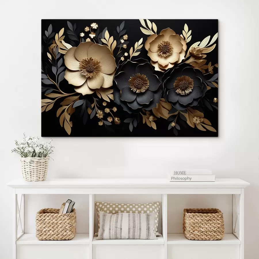 Glezna Skaisti ziedi uz tumša fona s42968