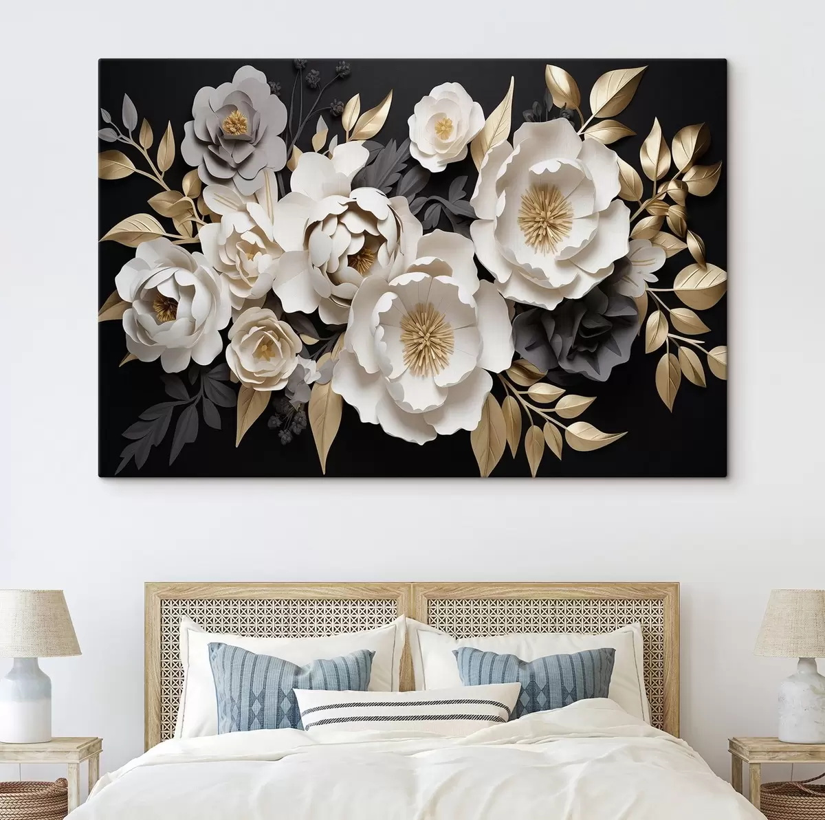 Glezna Krāšņi ziedi uz tumša fona s42969