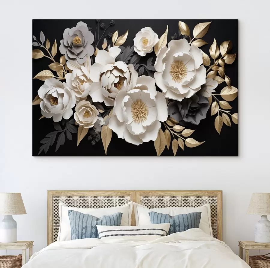 Glezna Krāšņi ziedi uz tumša fona s42969