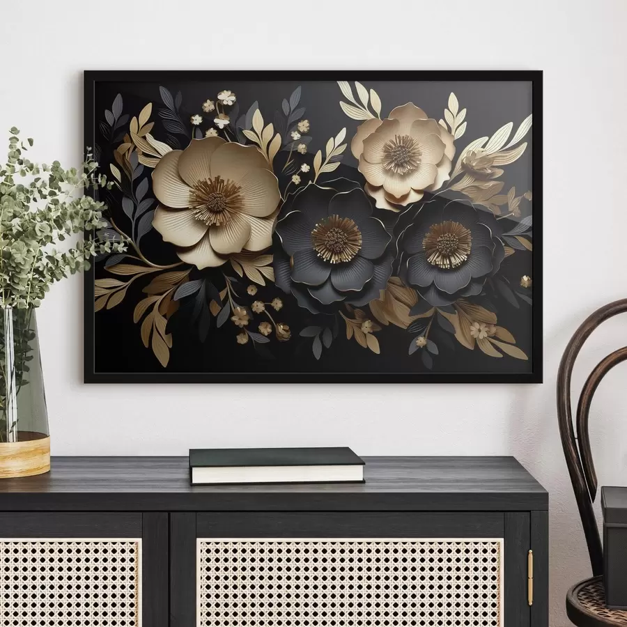 Fototapetes Skaisti ziedi uz tumša fona f42968