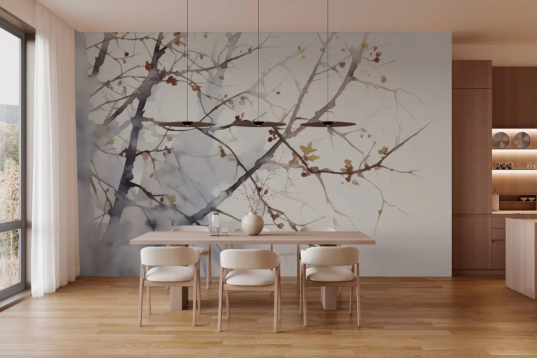 Fototapetes Koku zaru siluetu imitācija akvarelis w03177