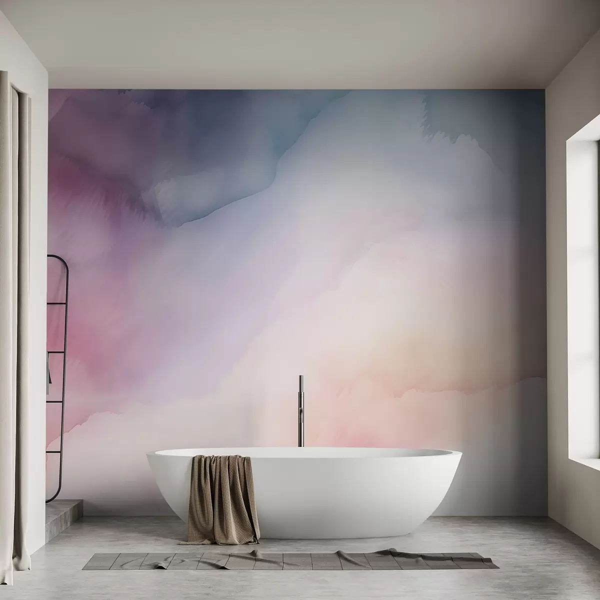 Fototapetes Abstrakts akvareļu gradients maigos pasteļtoņos - rozā, zilā un persiku krāsā w03160