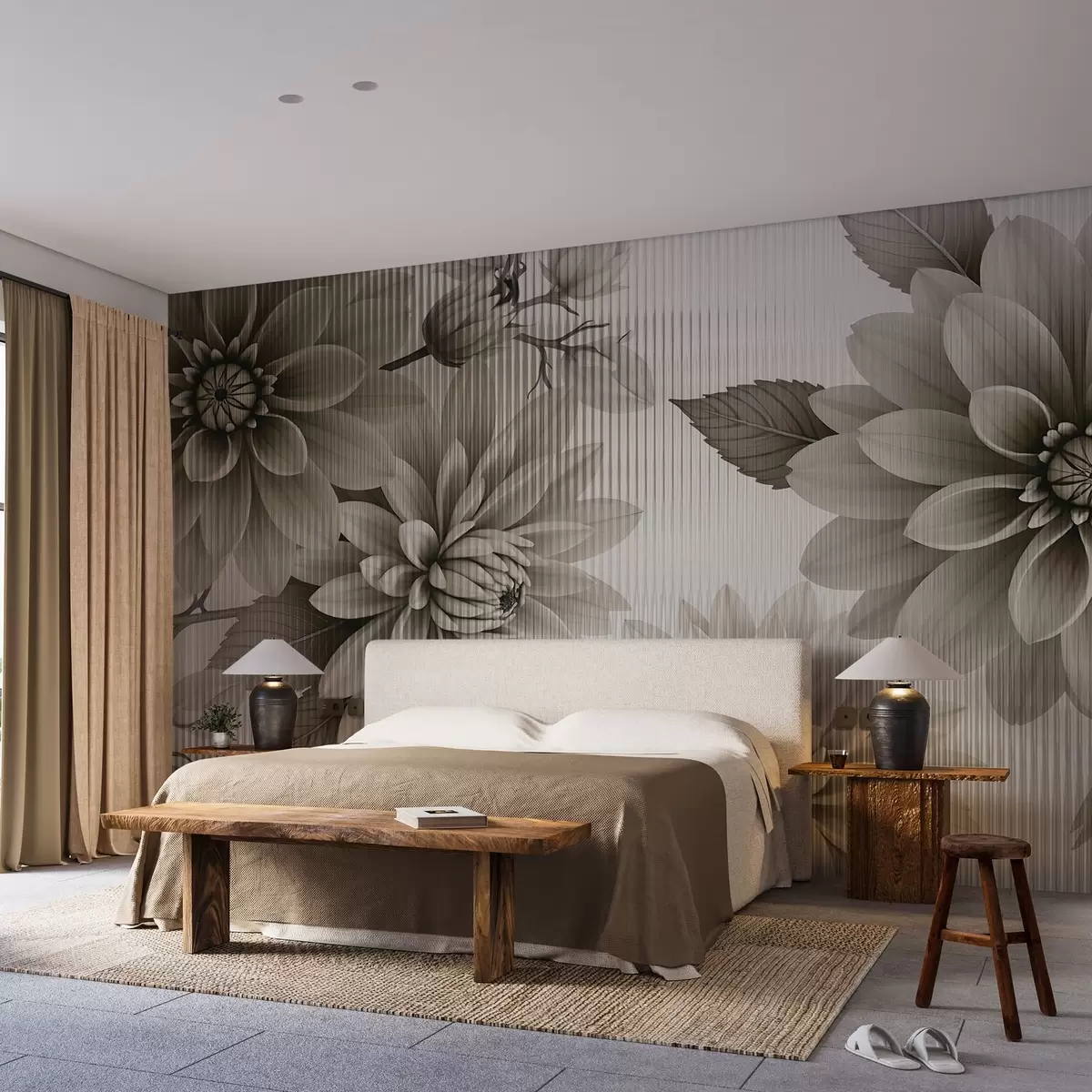 Fototapetes Lieli ziedi aiz stikla w03197v1