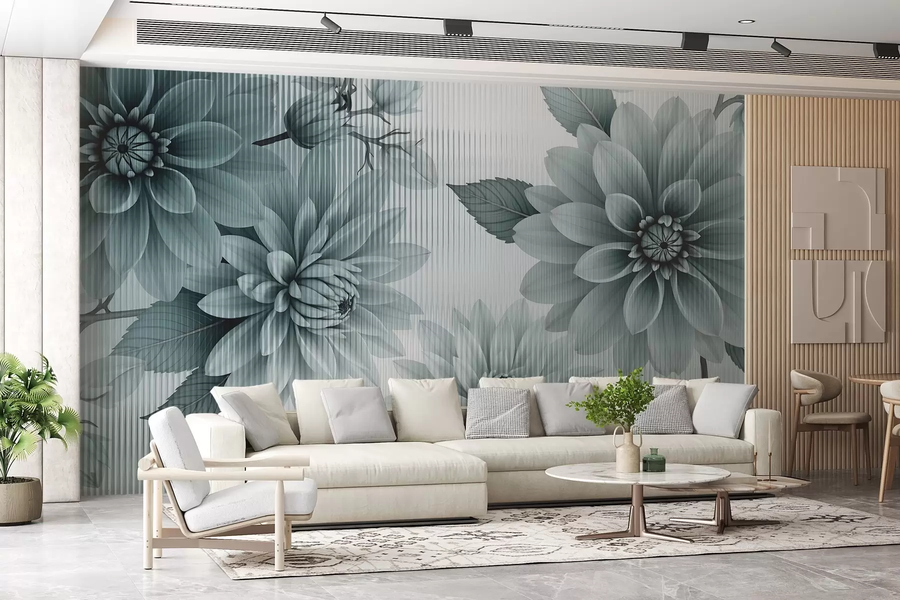 Fototapetes Lieli ziedi aiz stikla w03197v2