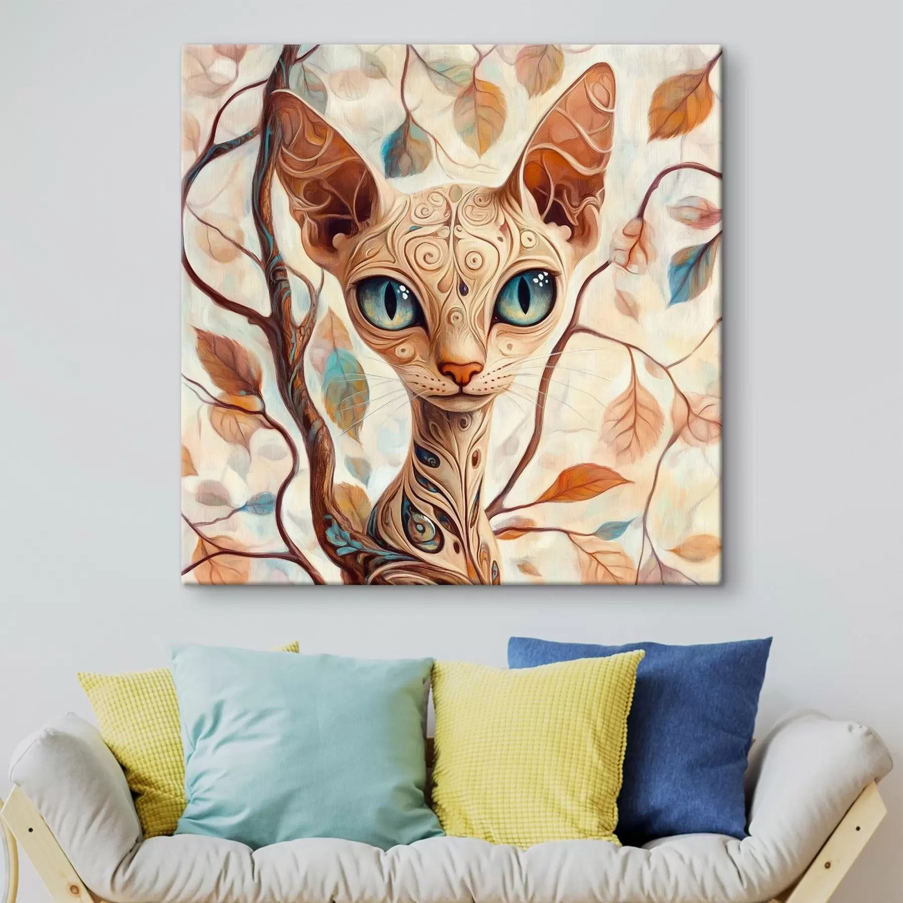 Fototapetes Kaķēns un koka zari s42988