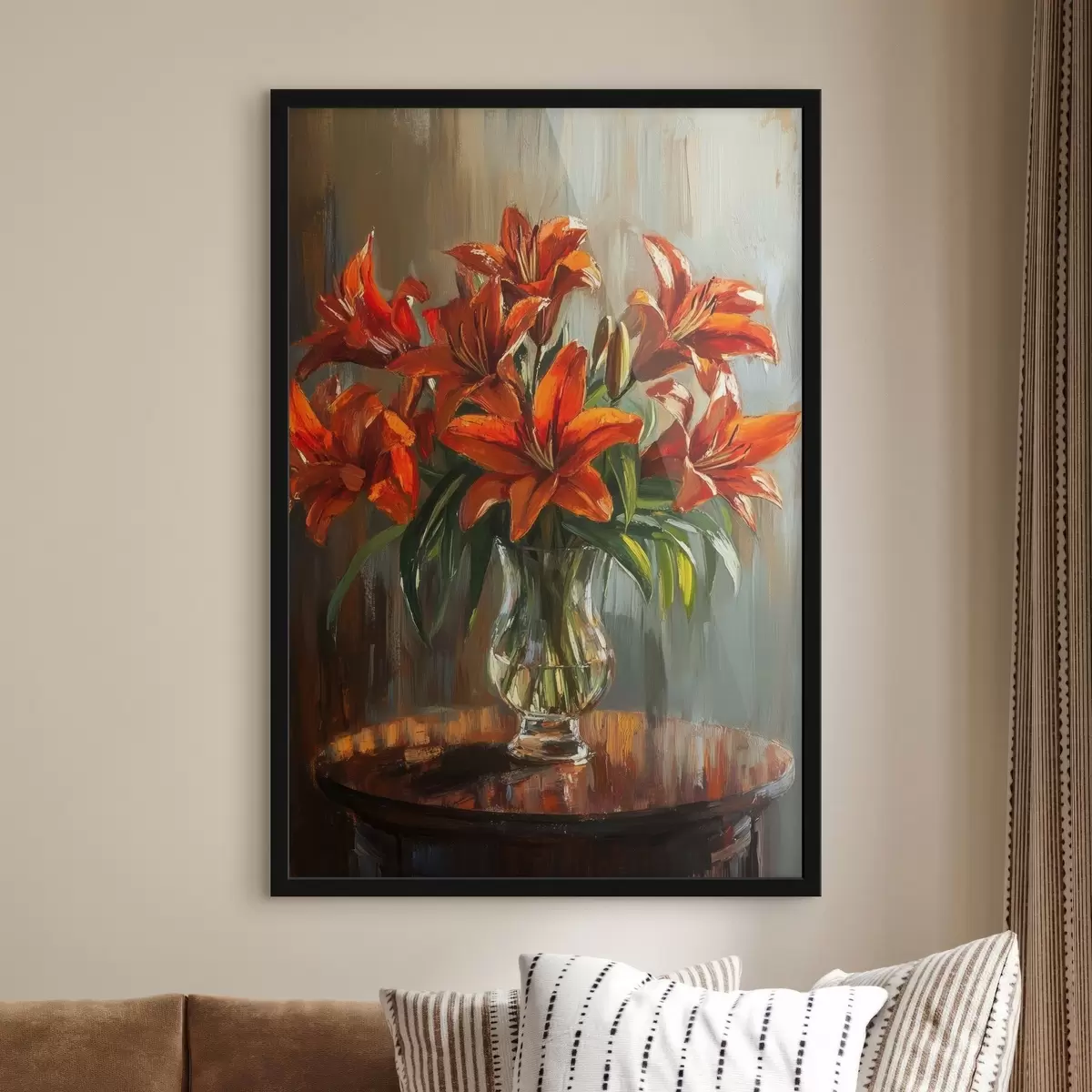 Plakāts Sarkanās lilijas eļļas krāsas stilā f42977