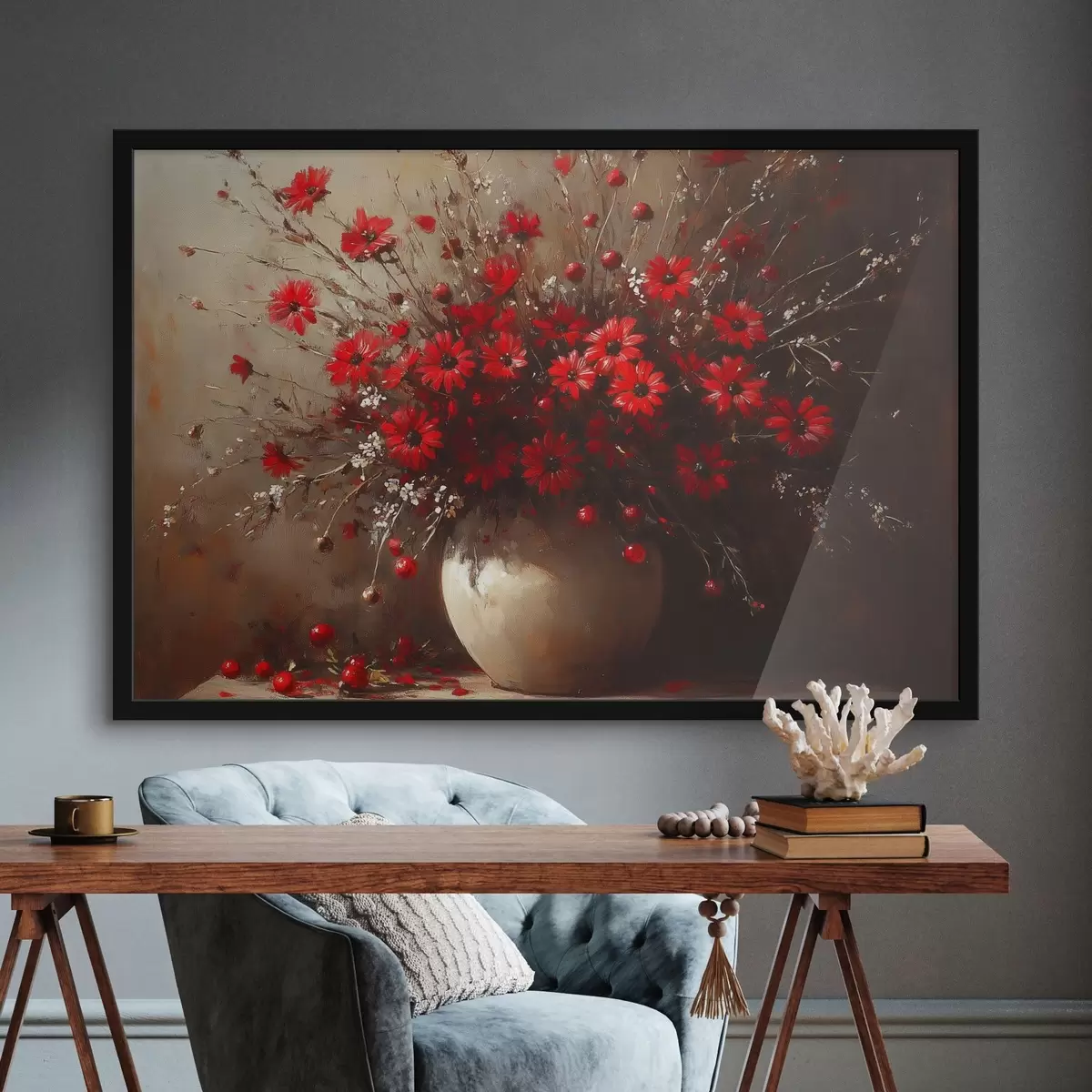 Plakāts Sarkans pušķis vāzē f42983