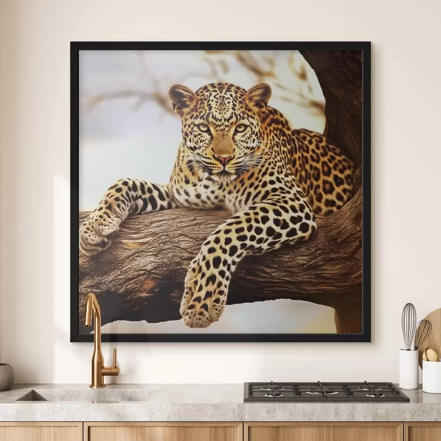 Fototapetes Leopards uz koka f42984