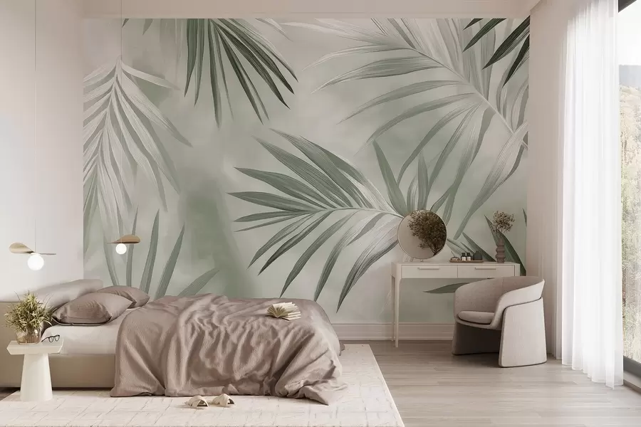 Fototapetes Tropu lapu abstrakcija, palma, zaļa krāsu palete  w03153v2
