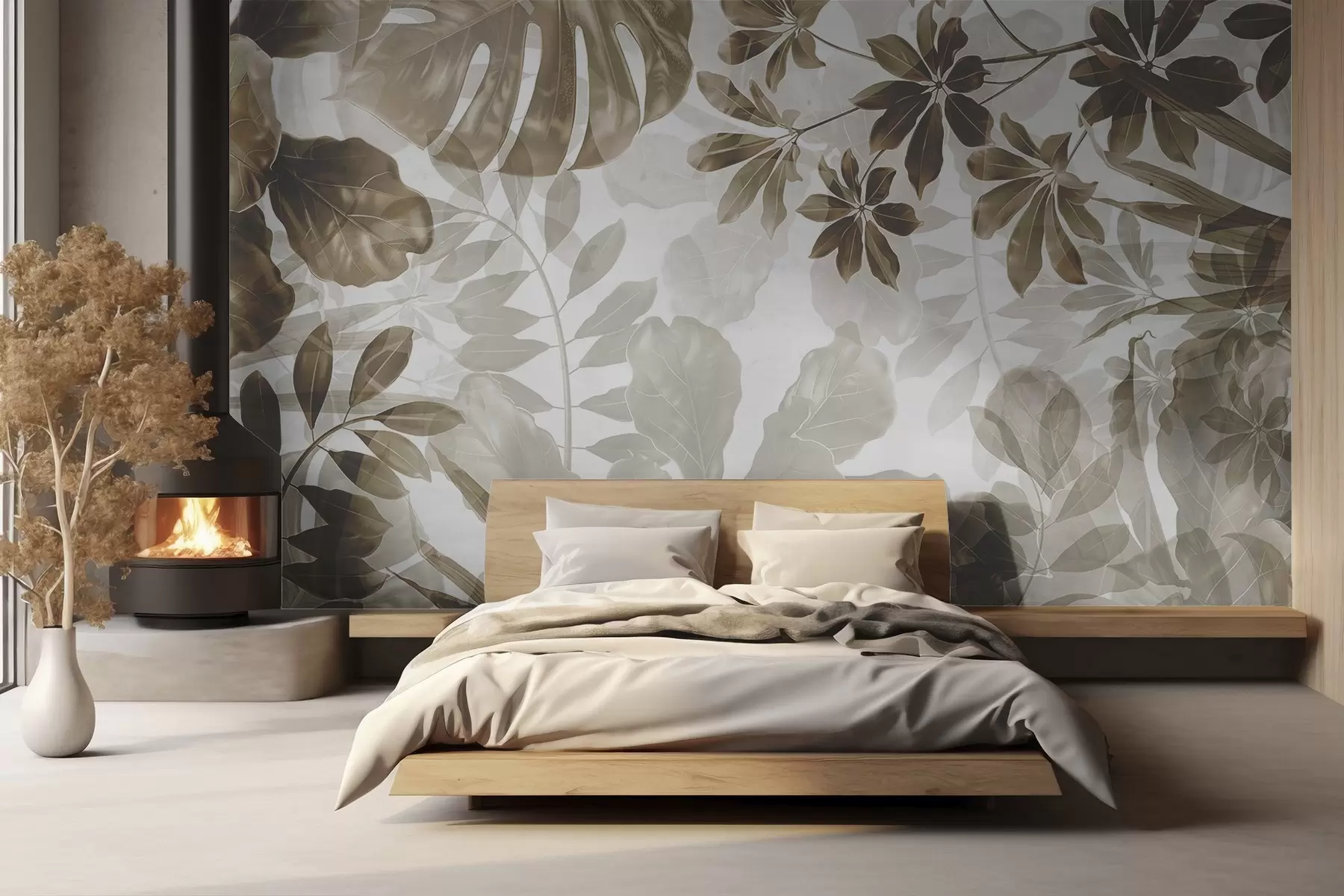 Fototapetes Tropu smilškrāsas maigās lapas uz balta fona w08824