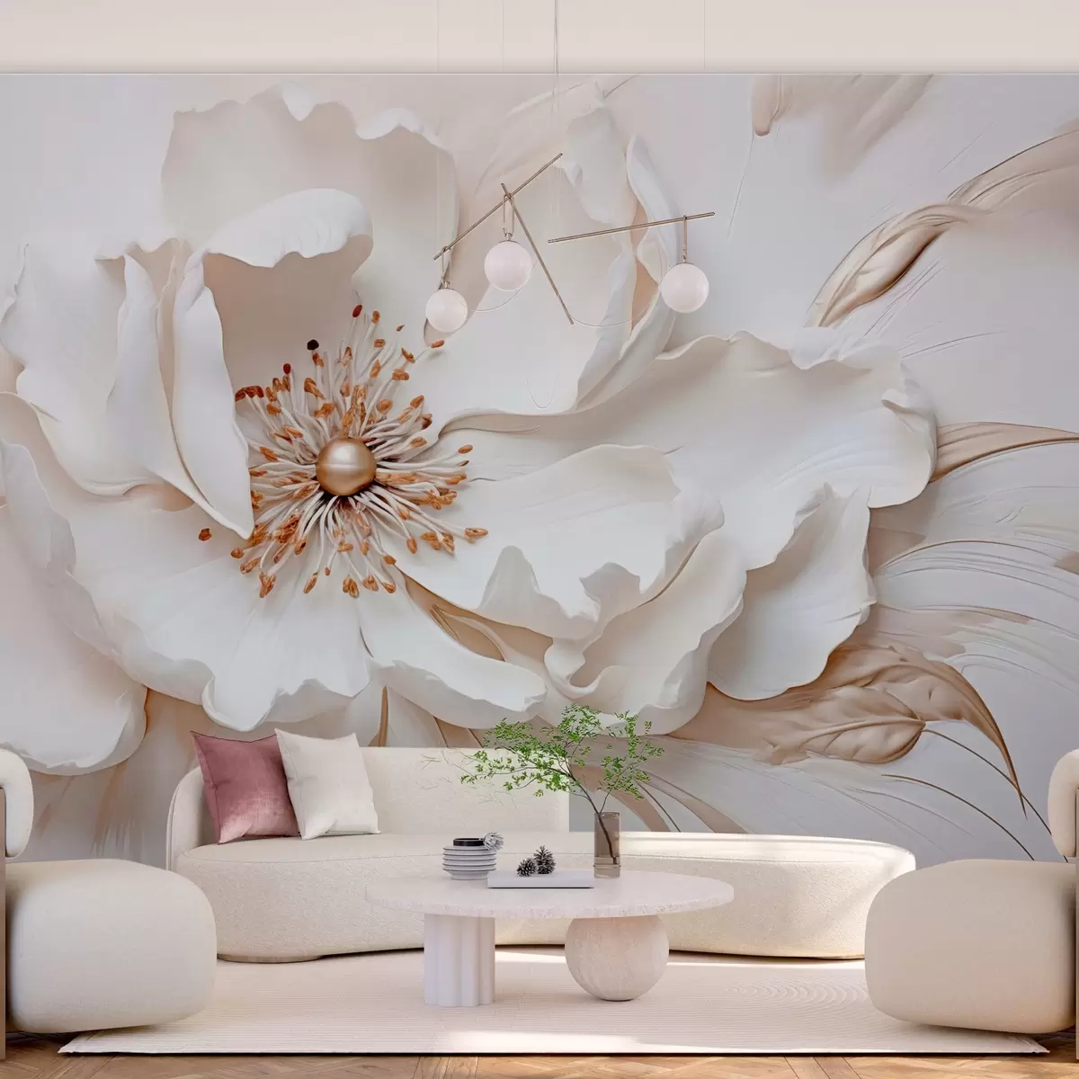 Fototapetes Delikāts zieds pasteļtoņos bareljefa stilā w03249v1