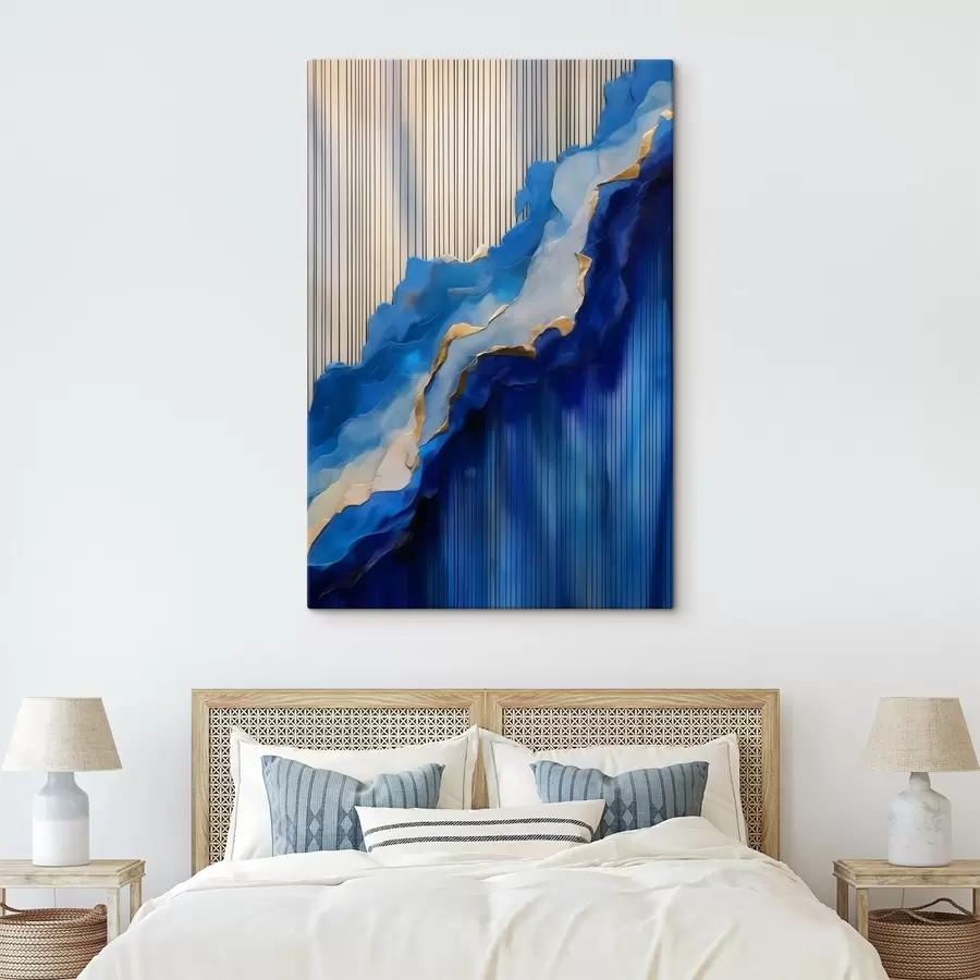 Glezna Abstraktas zilas tekstūras ar līnijām fonā s43002