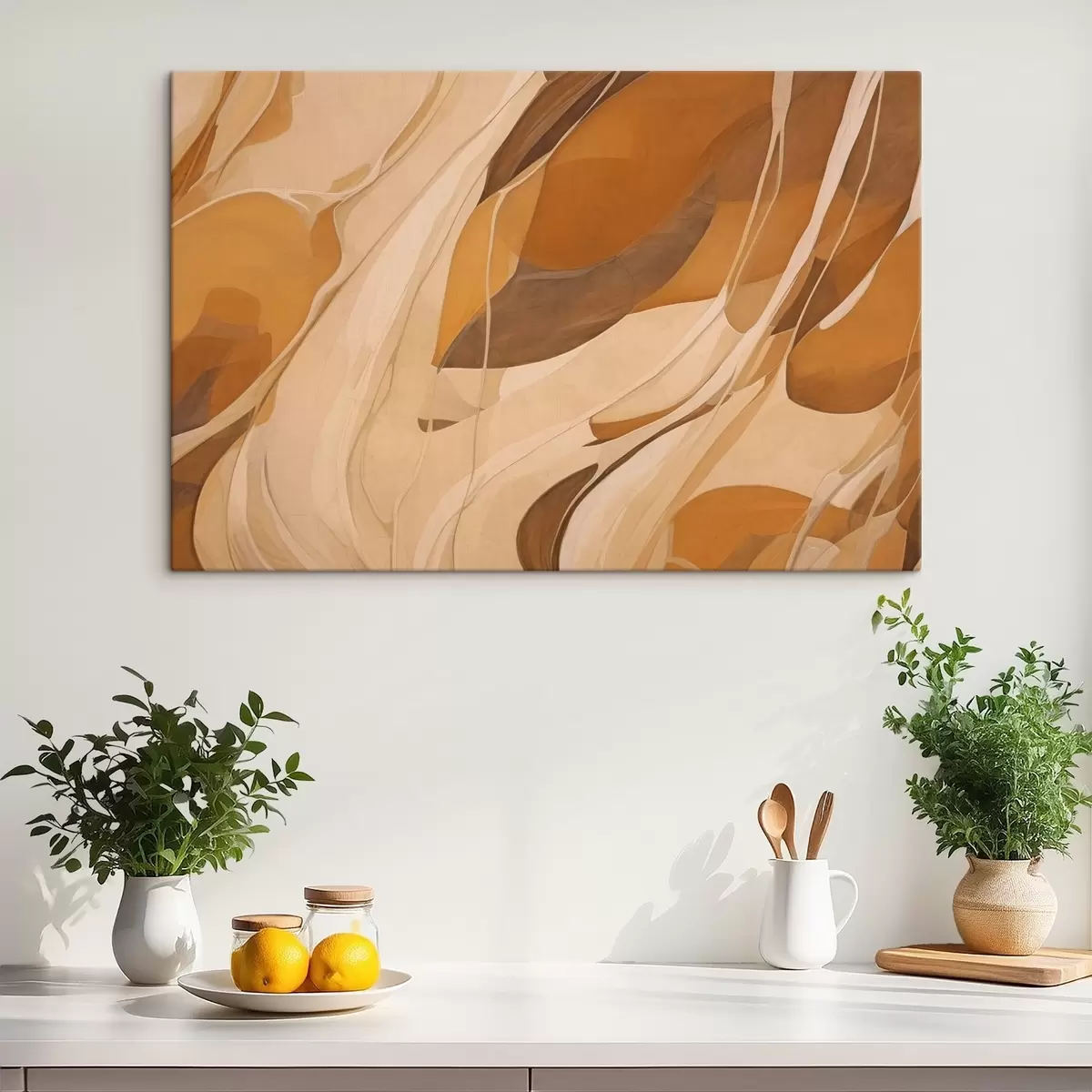 Glezna Abstraktas gludas līnijas brūnos toņos s43006