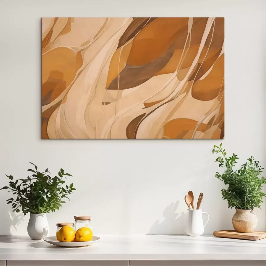 Glezna Abstraktas gludas līnijas brūnos toņos s43006