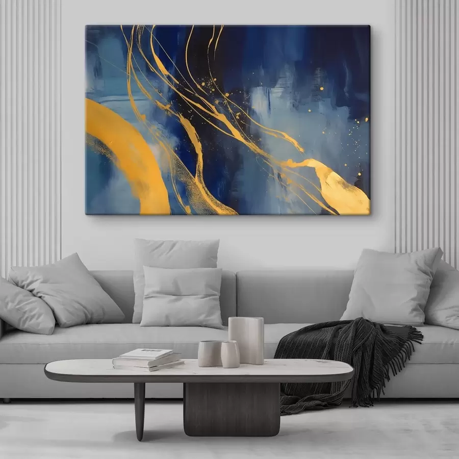 Glezna Abstrakcija zilos un dzeltenos toņos s43014