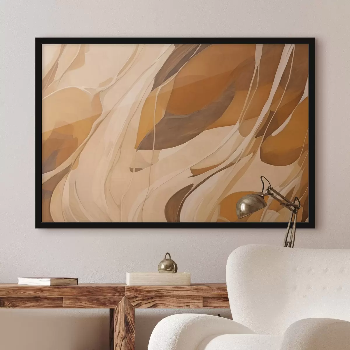 Plakāts Abstraktas gludas līnijas brūnos toņos f43006