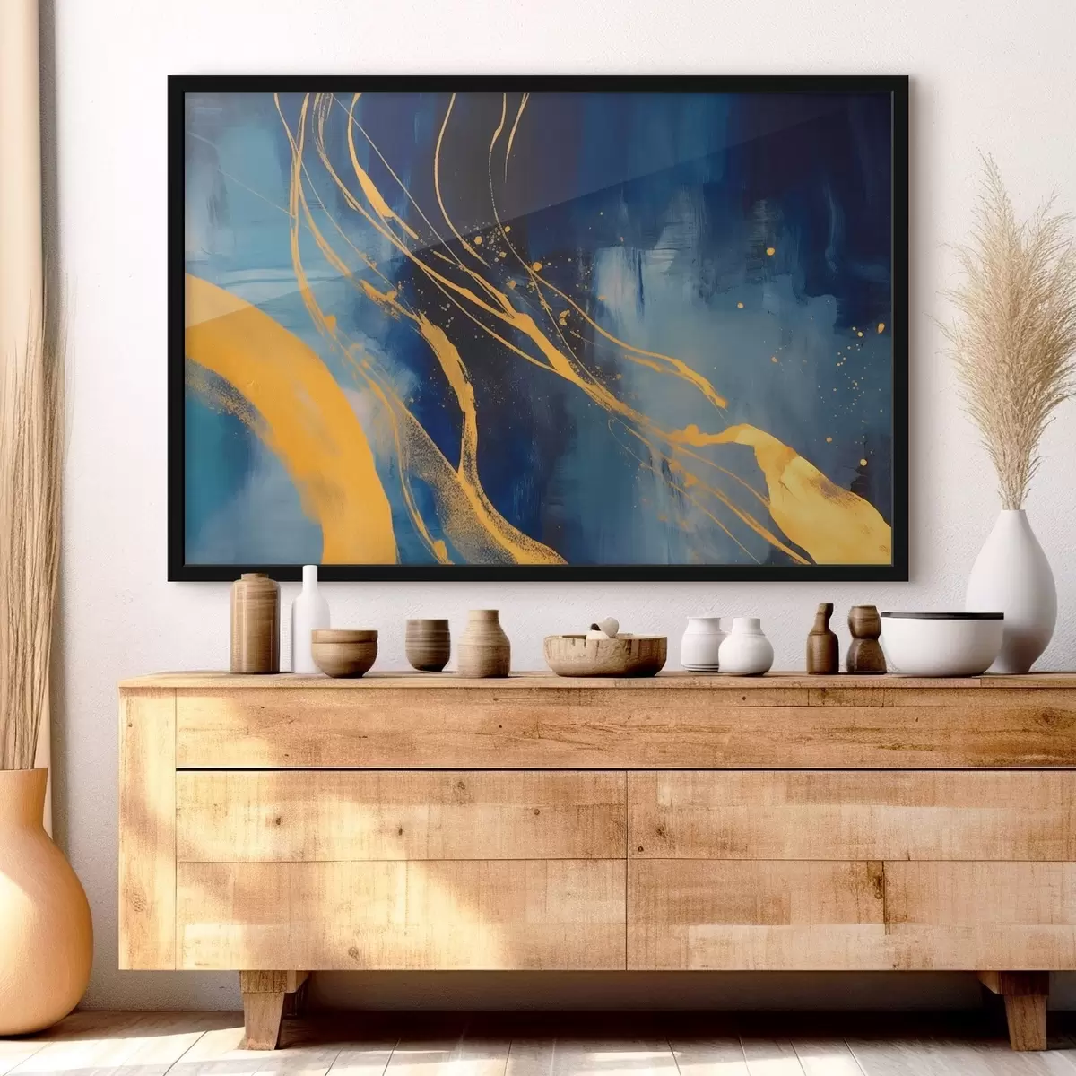 Plakāts Abstrakcija zilos un dzeltenos toņos f43014