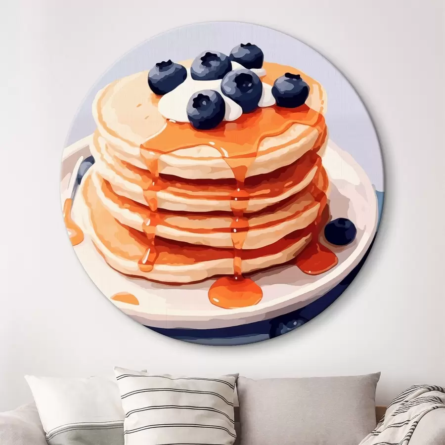 Glezna Pankūkas ar sīrupu un mellenēm uz šķīvja r43009