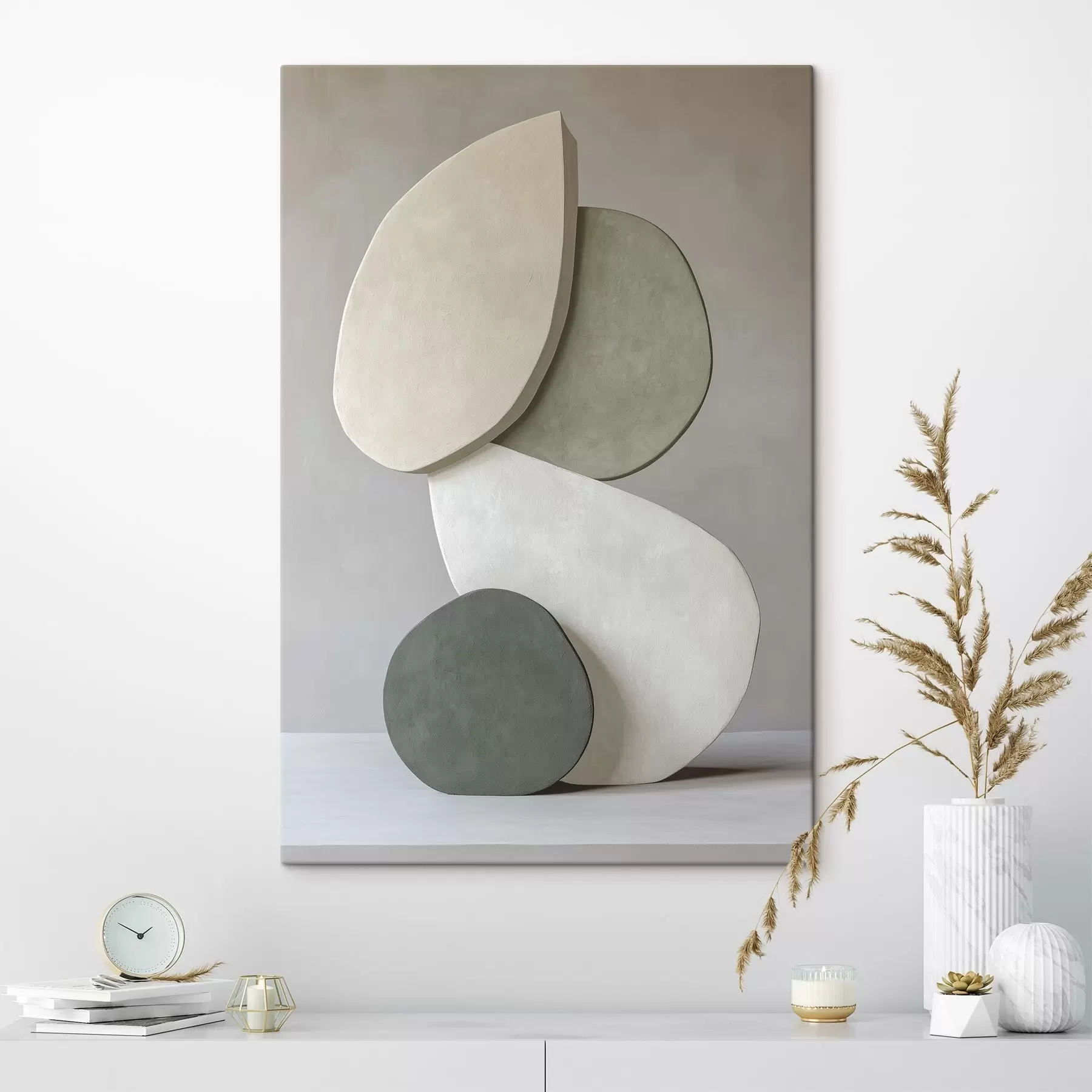 Fototapetes Kompozīcija ar akmeņiem, reālisms, pasteļtoņi, dabiskais apgaismojums  s43050