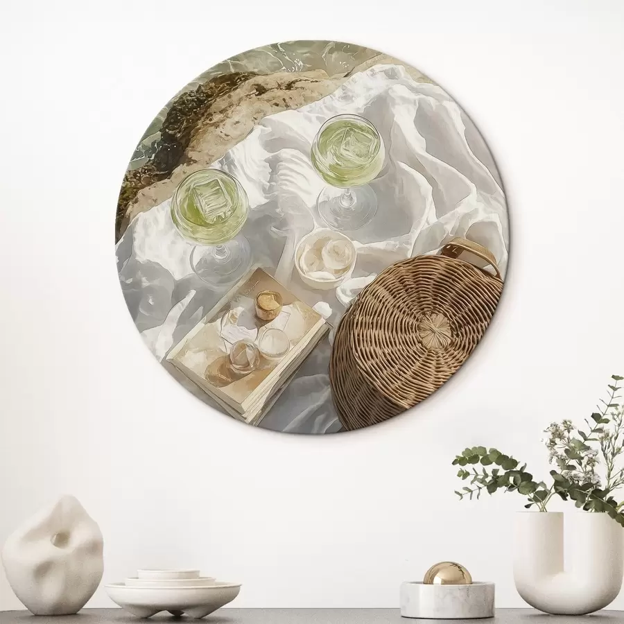 Glezna Vasaras estētika, okeāna viļņi, pludmale, kokteiļi, akvareļu stils r43069