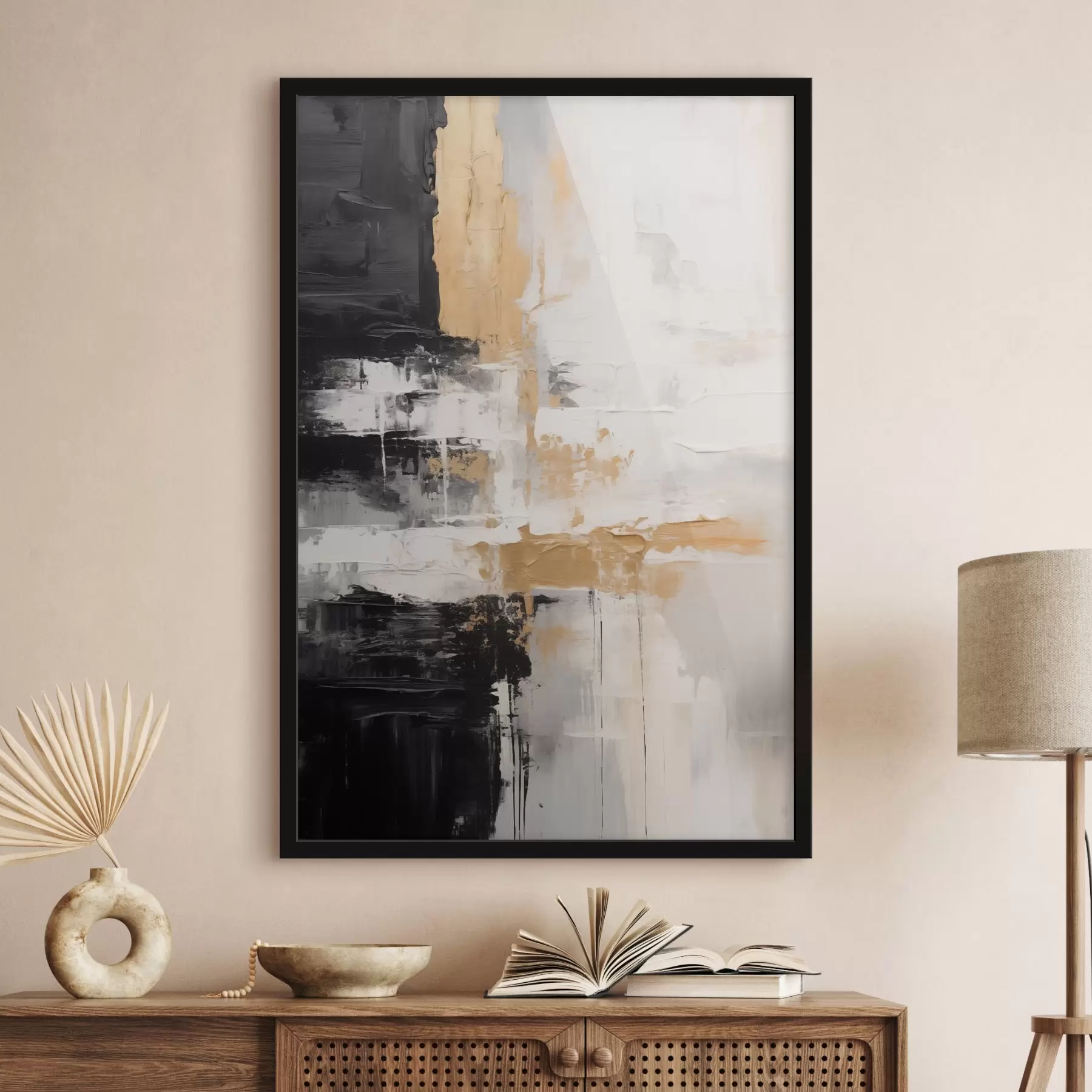 Fototapetes Abstrakta kompozīcija melnā, baltā krāsā f43138