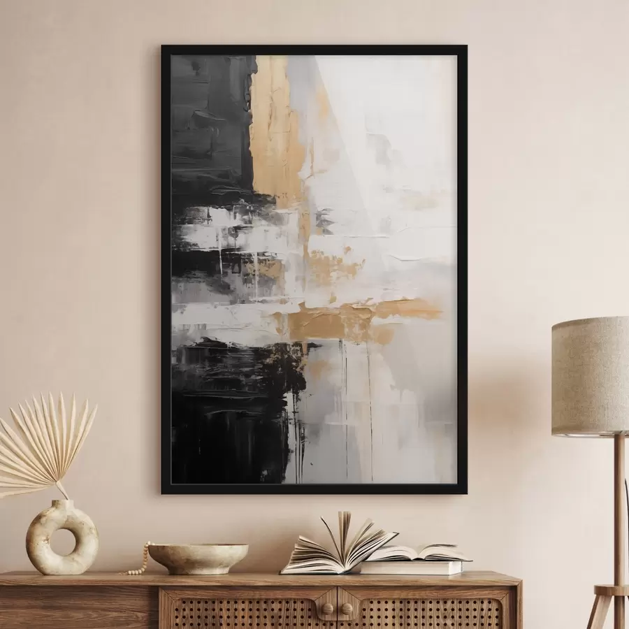 Fototapetes Abstrakta kompozīcija melnā, baltā krāsā f43138