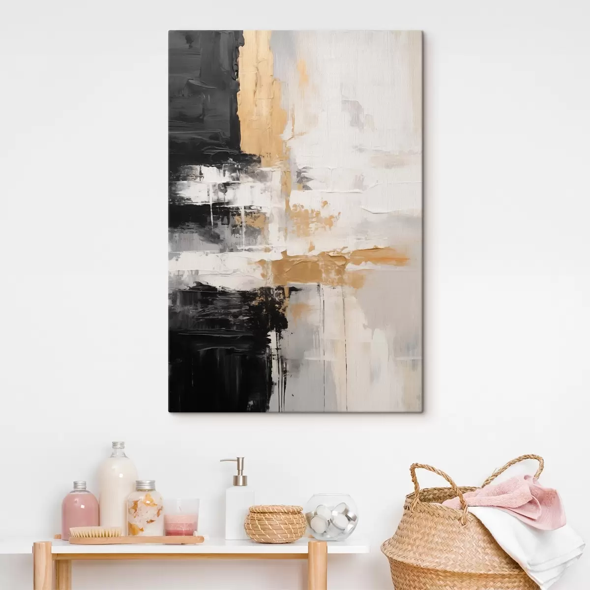 Glezna Abstrakta kompozīcija melnā, baltā krāsā s43138