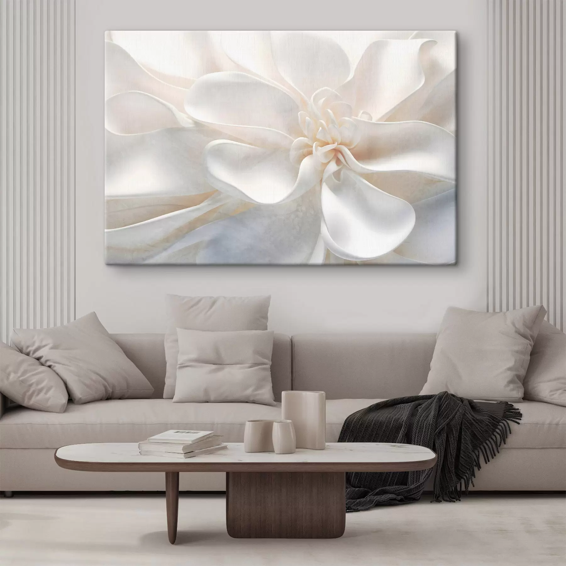 Fototapetes Plaši aplūkojiet trokšņainu tekstūras baltu abstraktu ziedu ar smalkiem ziedlapiņām pasteļtoņos s43161