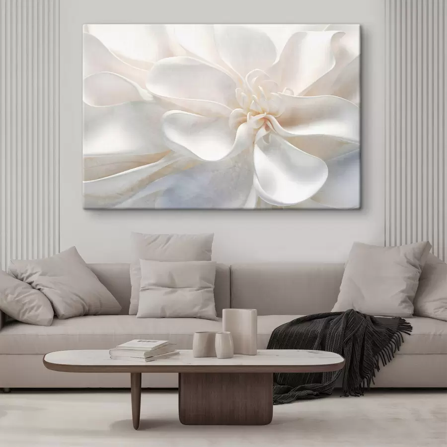 Glezna Plaši aplūkojiet trokšņainu tekstūras baltu abstraktu ziedu ar smalkiem ziedlapiņām pasteļtoņos s43161