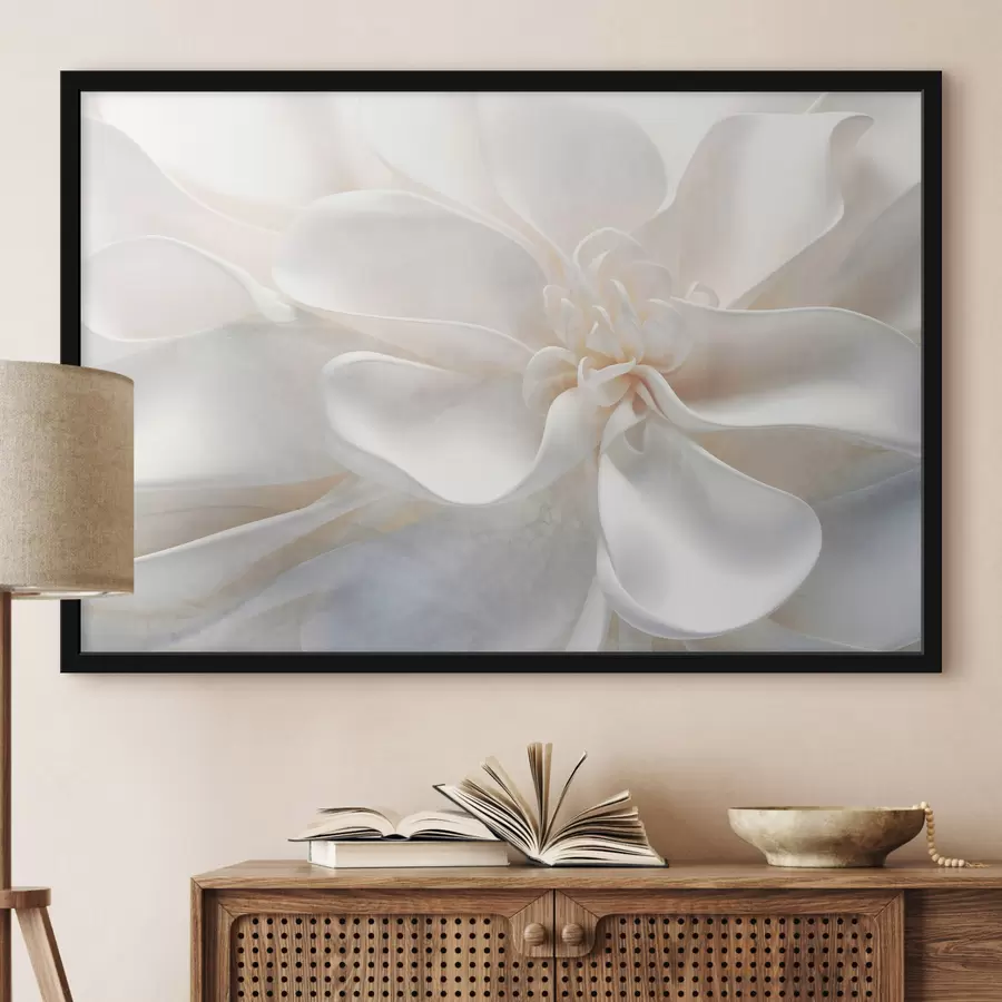 Fototapetes Plaši aplūkojiet trokšņainu tekstūras baltu abstraktu ziedu ar smalkiem ziedlapiņām pasteļtoņos f43161