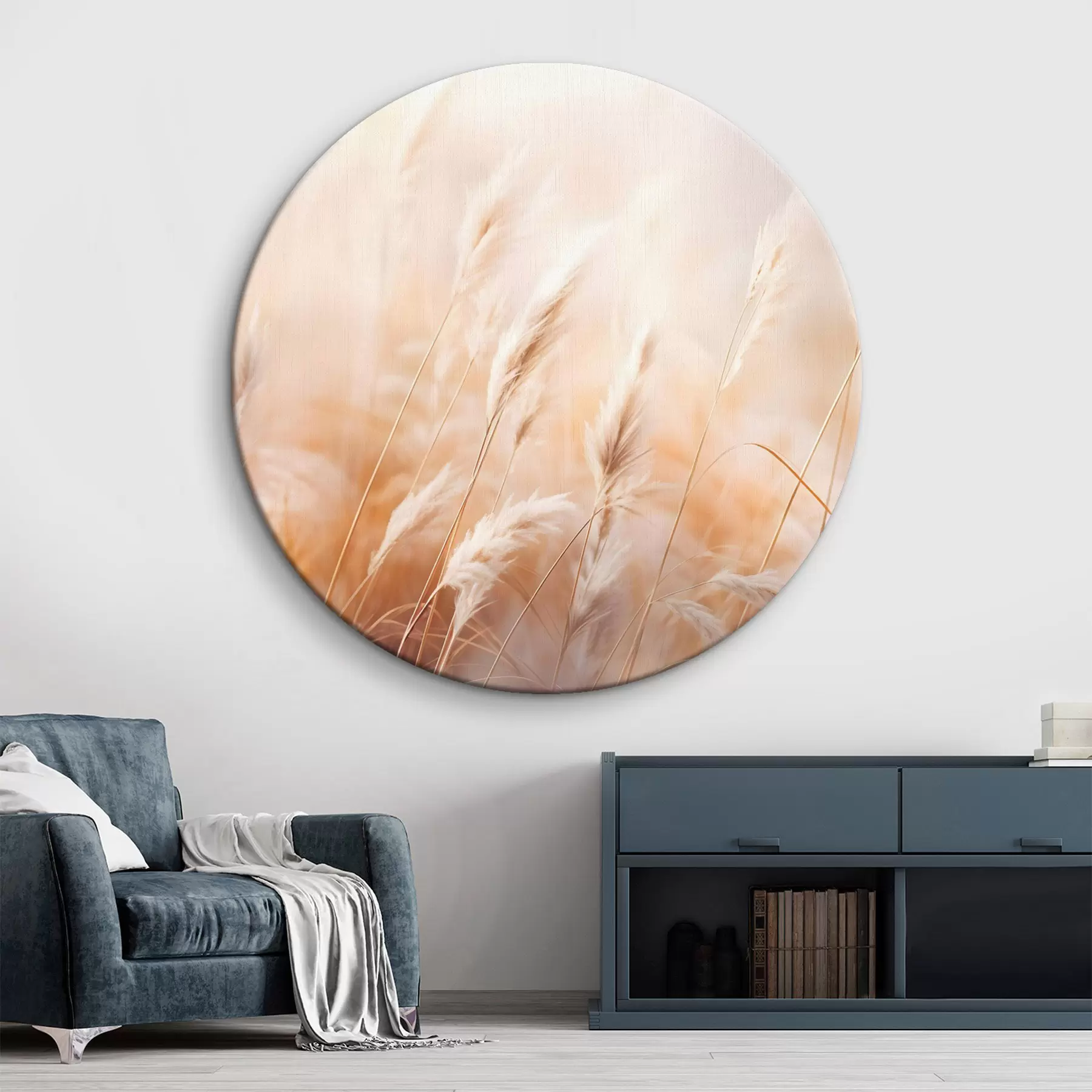 Glezna Pampasa zāle ar mīkstu, izkliedētu gaismu, radot siltu, fons ir pasteļtoņu krāsu sajaukums r43157